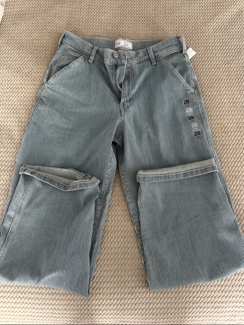 BNWT GAP Women's Blue Pinstripe Carpenter Jeans